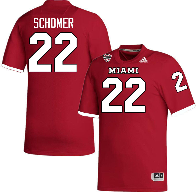 Miami University Redhawks #22 Christian Schomer College Football Jerseys Stitched-Red